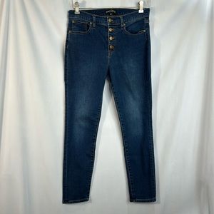 J Crew Merchantile Dark Blue Wash Button Fly Skinny Jeans Size 29